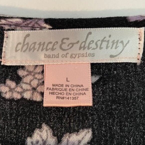 Chance & Destiny Black Floral V-Neck Dress with Bell Sleeves - Picture 5 of 6